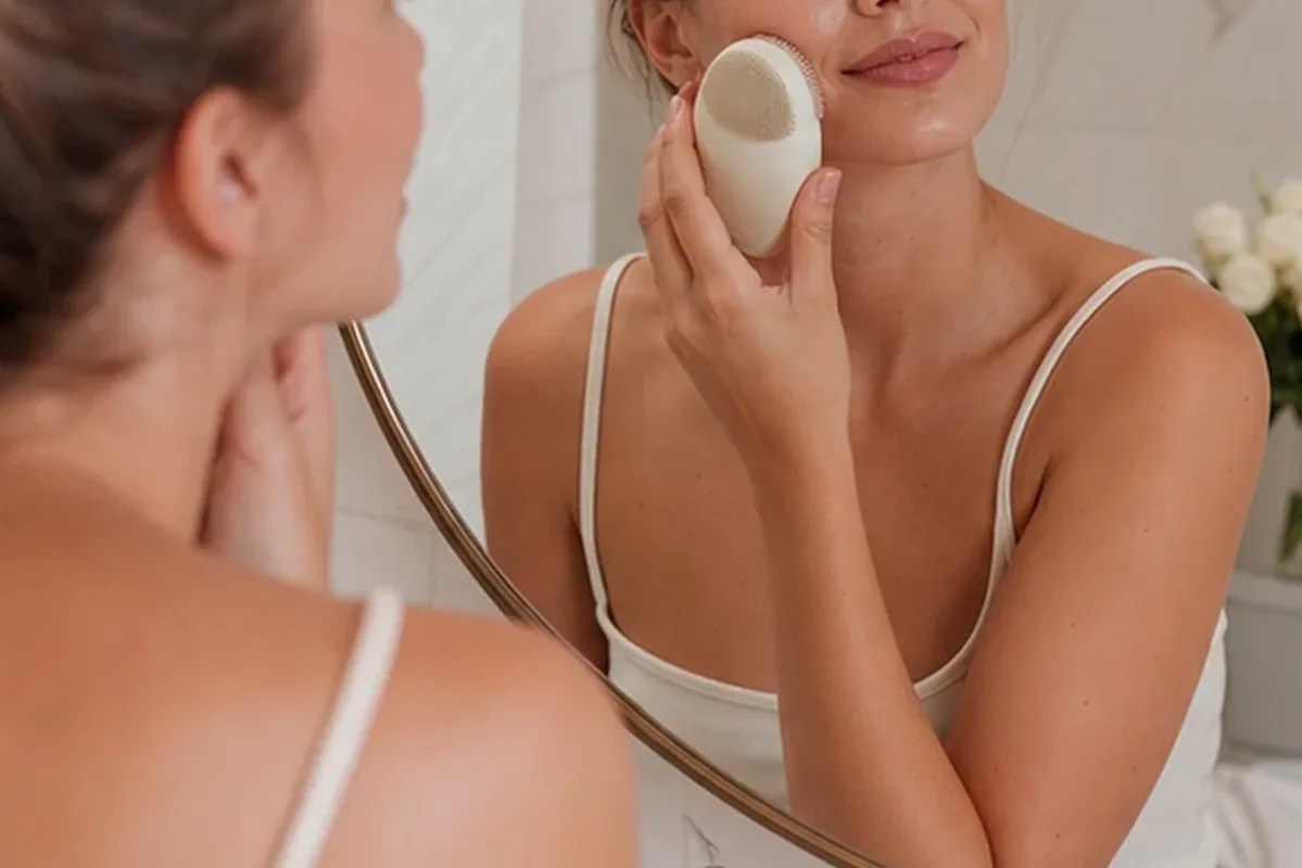 Authentischer Wohlfühlmoment passend zum Beauty-Thema Mizellenwasser für trockene Haut