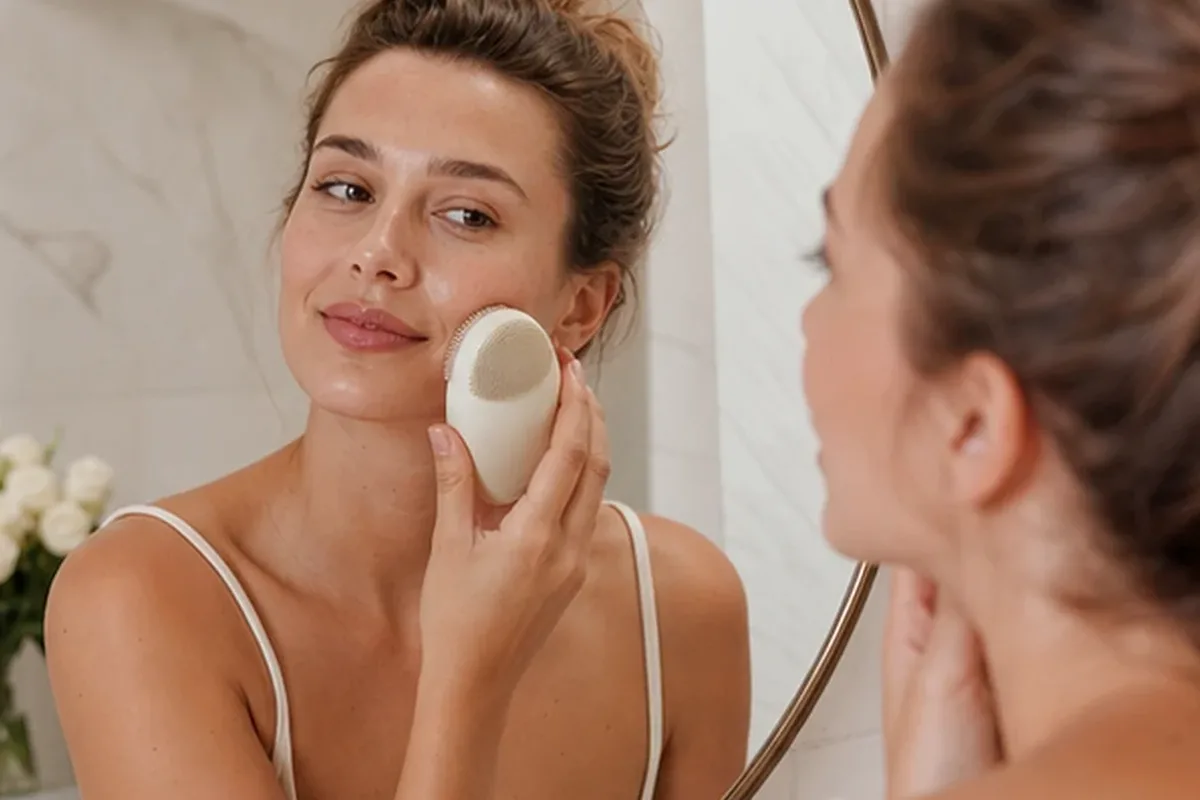 Redaktioneller Beauty-Moment zur Ausgangslage bei Mikrostrom-Gerät bei wenig Zeit