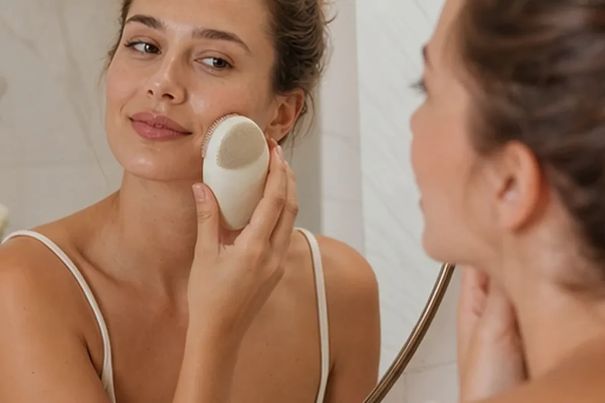 Authentischer Wohlfühlmoment passend zum Beauty-Thema Reinigungsöl bei ersten Fältchen