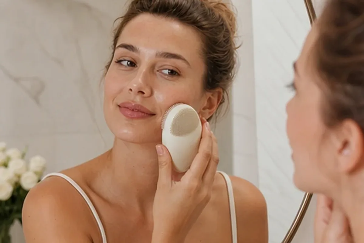 Hochwertige Beauty-Inszenierung zu Auswahlkriterien für Gesichtsreinigung bei Rötungen