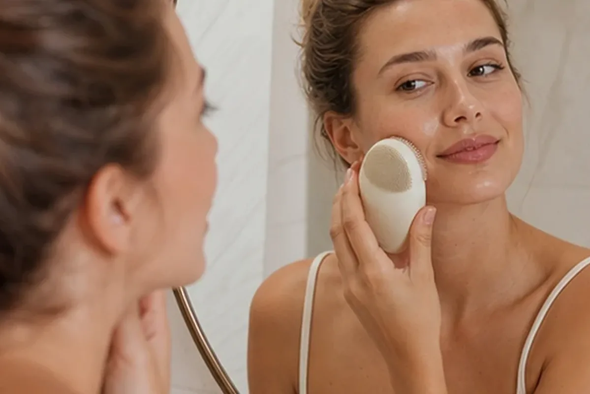 Redaktionelle Detailaufnahme zur Orientierung bei Vitamin-C-Serum für fettige Haut