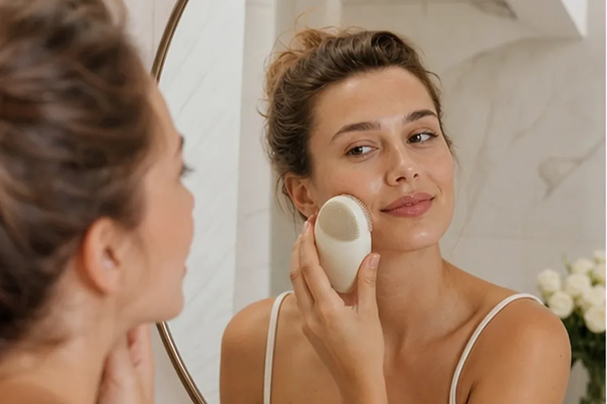 Authentischer Wohlfühlmoment passend zum Beauty-Thema Gesichtsreinigung für Mischhaut
