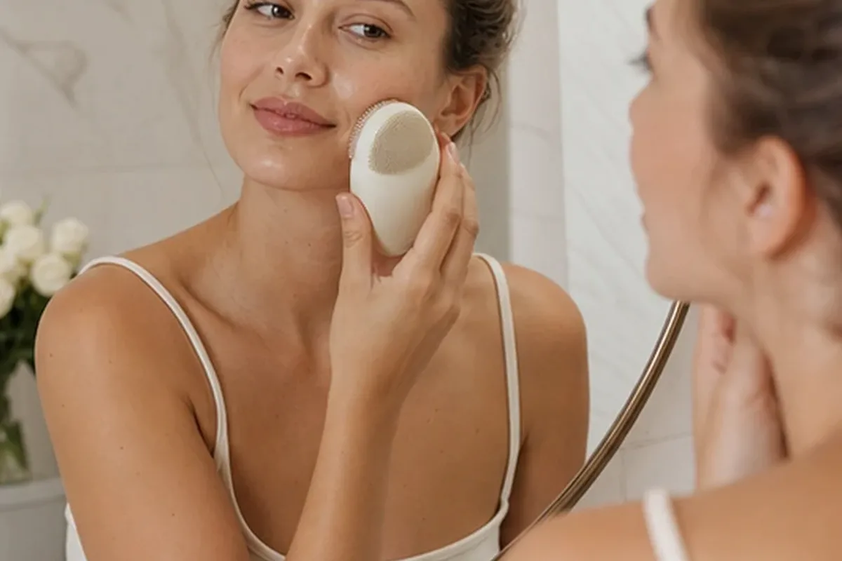 Authentischer Wohlfühlmoment passend zum Beauty-Thema Vitamin-C-Serum bei Pigmentflecken