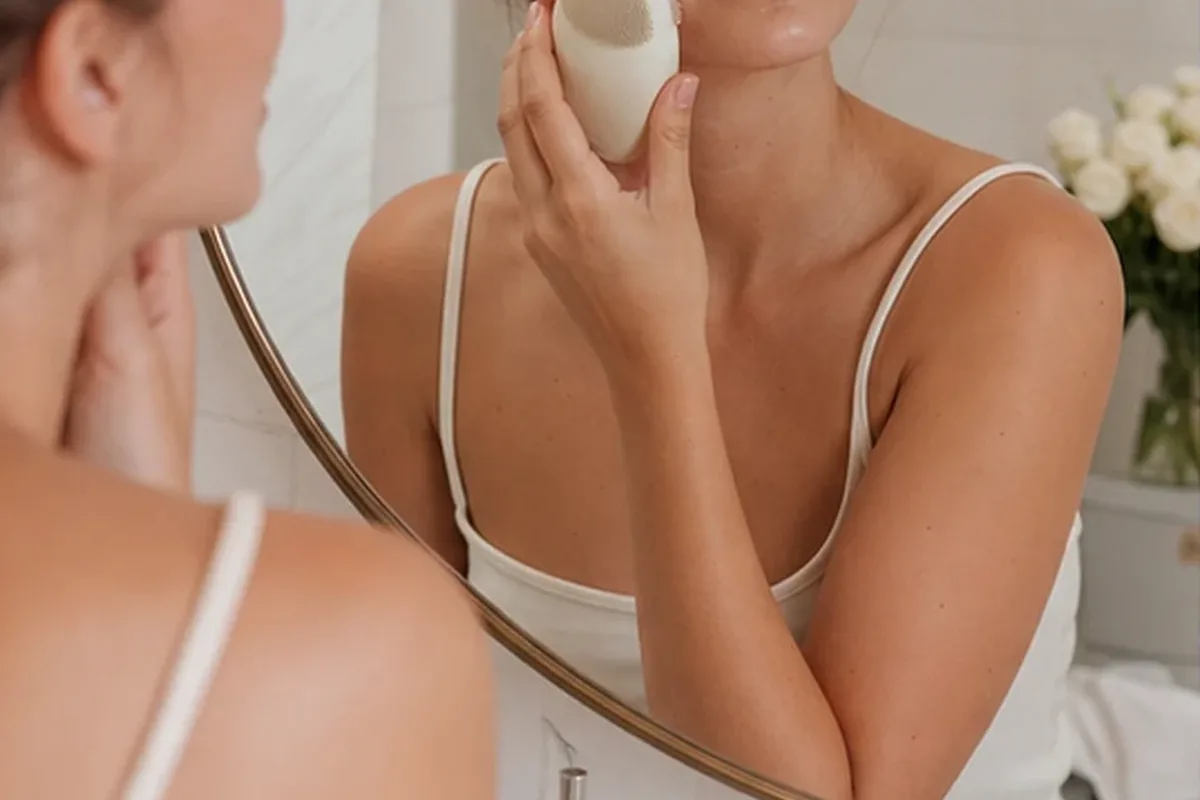 Authentischer Wohlfühlmoment passend zum Beauty-Thema Gesichtswasser für empfindliche Haut