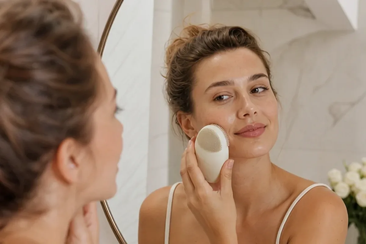 Redaktioneller Beauty-Moment zur Ausgangslage bei Gesichtsreinigungsbürste bei kleinem Budget