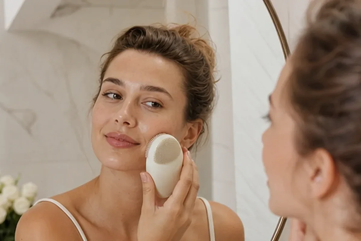 Hochwertige Beauty-Inszenierung zu Auswahlkriterien für Sonnenschutz bei Rötungen