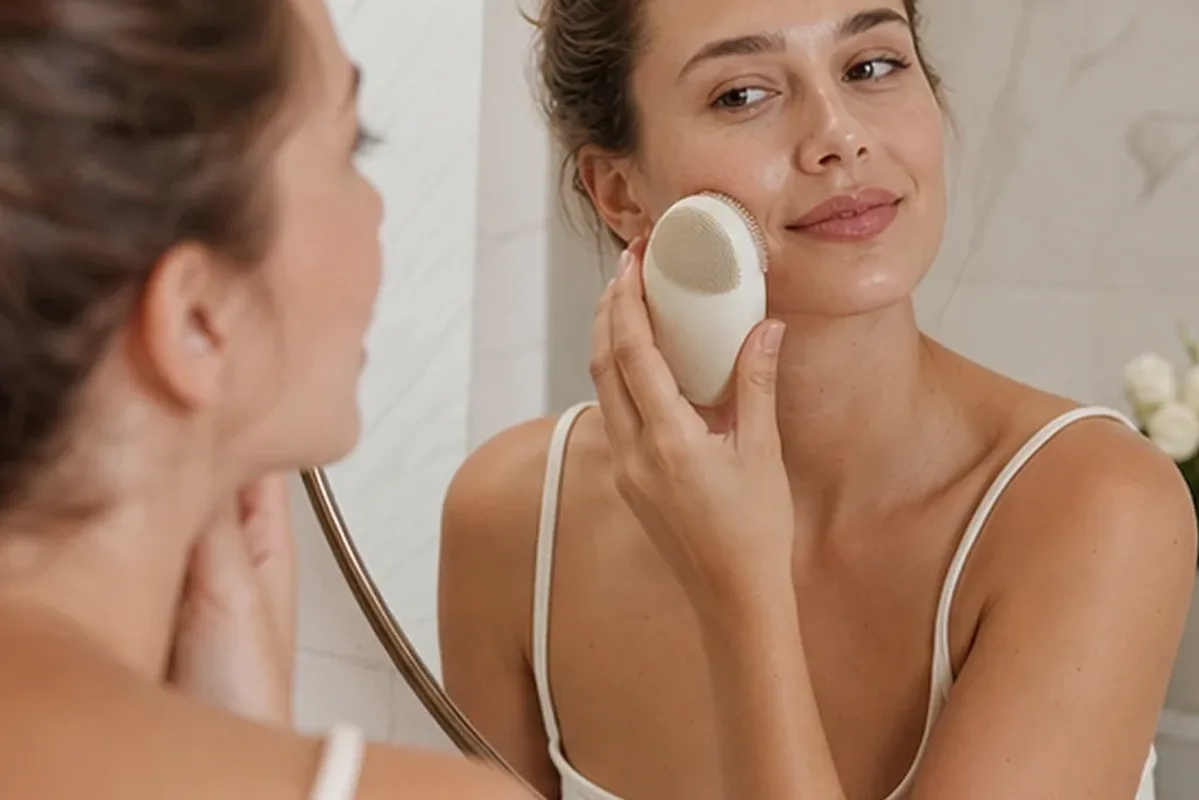 Redaktioneller Beauty-Moment zur Ausgangslage bei Gesichtsreinigungsbürste bei kleinem Budget