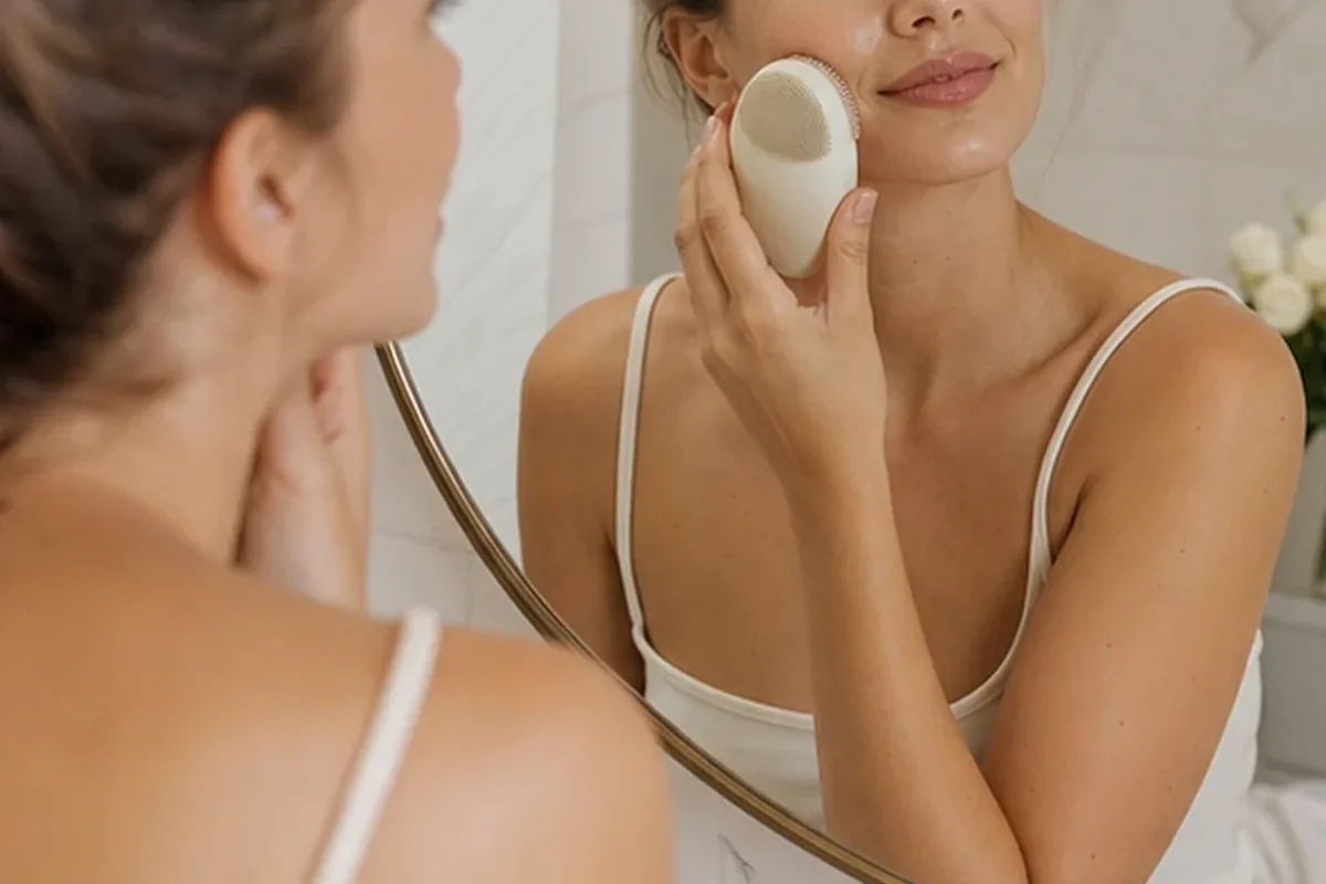 Authentischer Wohlfühlmoment passend zum Beauty-Thema Reinigungsöl für trockene Haut