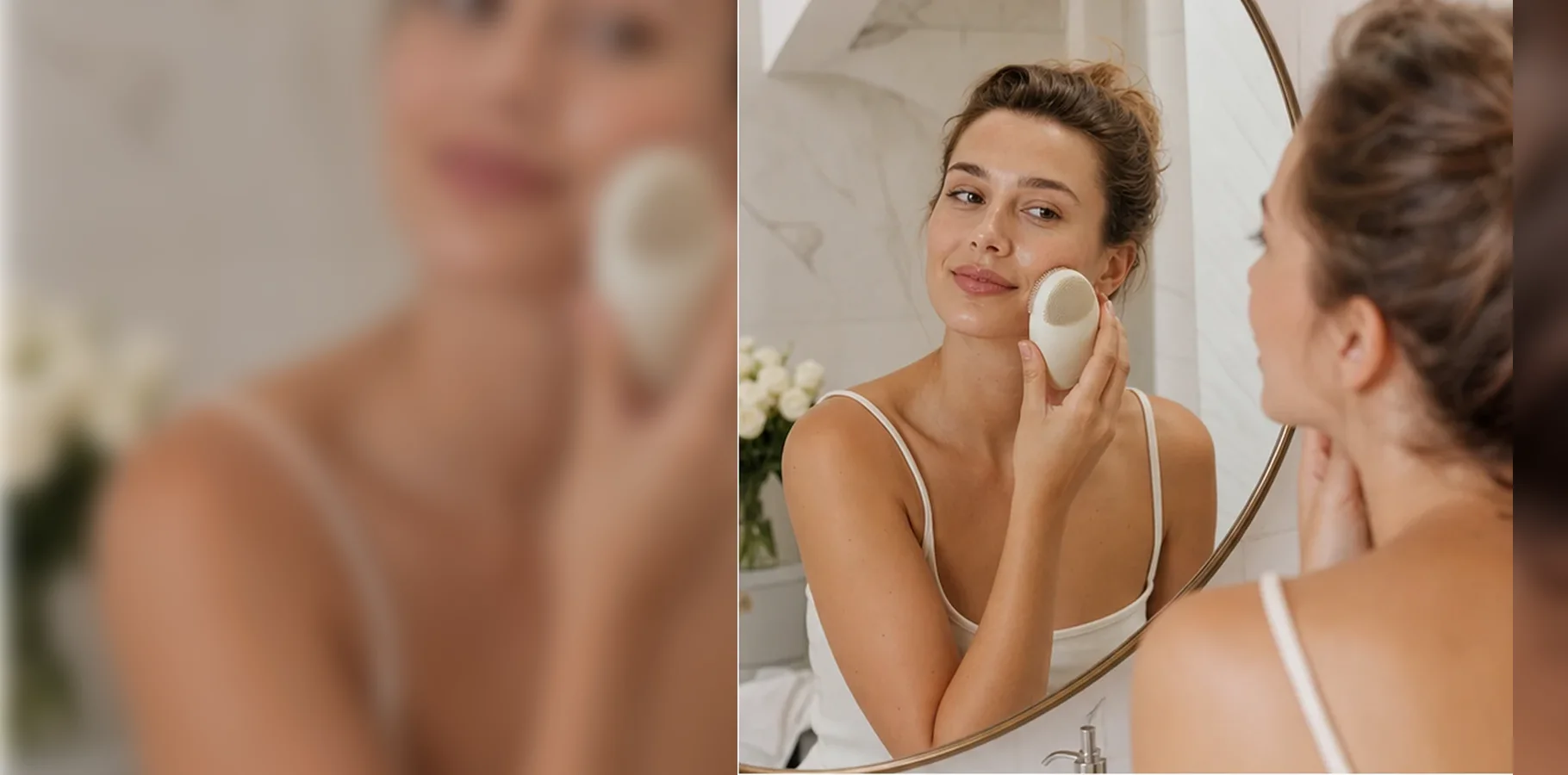 Glätteisen im Vergleich – Haarstyling: Moderne markenfreie Beauty-Geräte in einer eleganten Spa-Szene