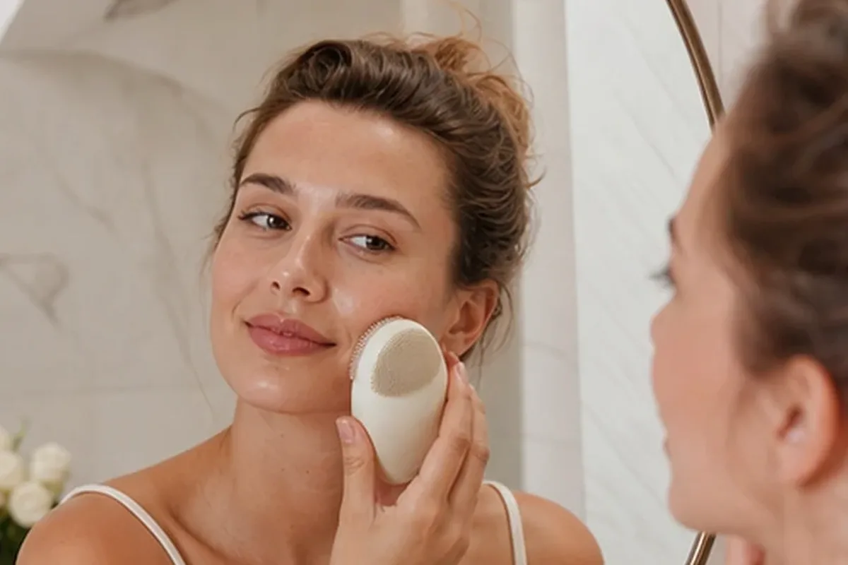 Authentischer Wohlfühlmoment passend zum Beauty-Thema Körperanalysewaage bei wenig Zeit