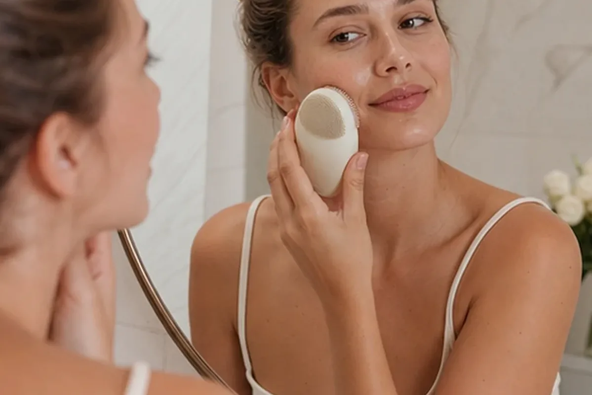 Emotionaler und authentischer Anwendungsmoment rund um Retinol-Serum bei ersten Fältchen