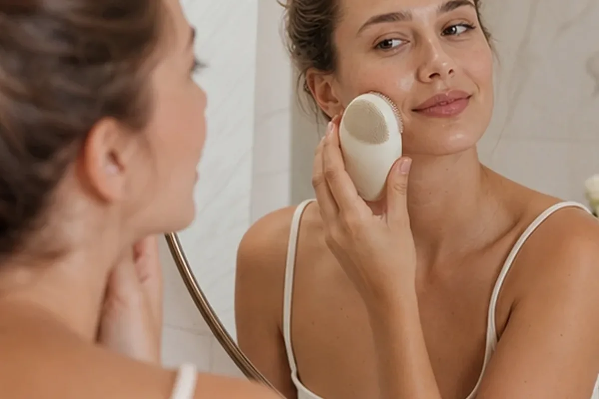 Authentischer Wohlfühlmoment passend zum Beauty-Thema Gesichtswasser für fettige Haut