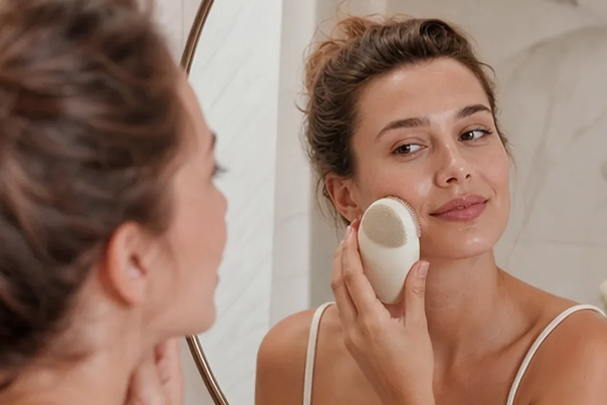 Authentischer Wohlfühlmoment passend zum Beauty-Thema Gesichtswasser für empfindliche Haut