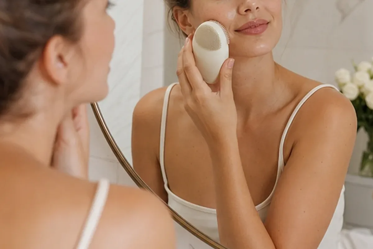 Authentischer Wohlfühlmoment passend zum Beauty-Thema Ionen-Haartrockner für lockiges Haar