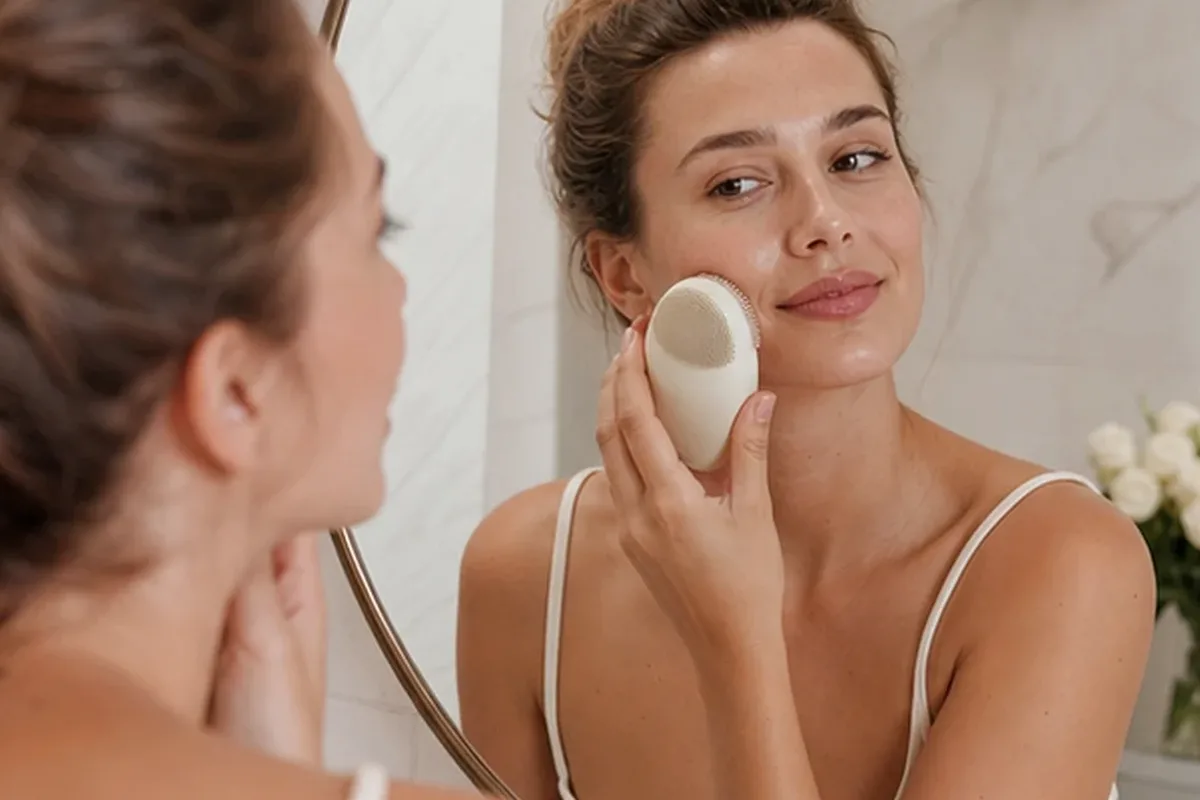 Authentischer Wohlfühlmoment passend zum Beauty-Thema Mizellenwasser bei Pigmentflecken