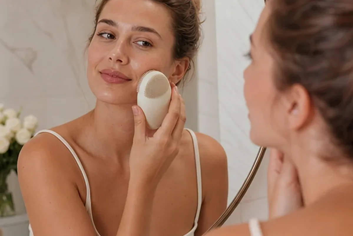 Hochwertige Beauty-Inszenierung zu Auswahlkriterien für Hautbarriere-Pflege bei ersten Fältchen