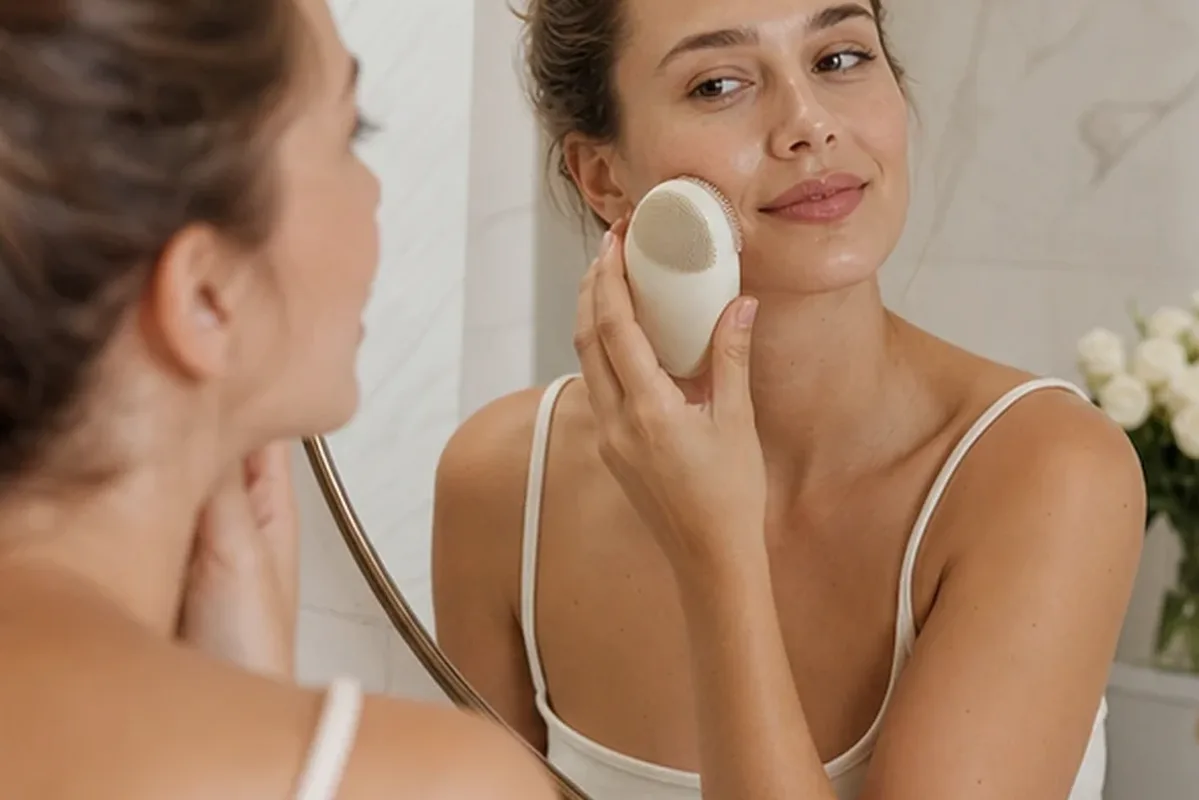 Hochwertige Beauty-Inszenierung zu Auswahlkriterien für Gesichtsmaske bei Pigmentflecken