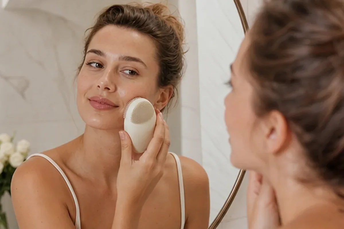 Authentischer Wohlfühlmoment passend zum Beauty-Thema Ionen-Haartrockner für Reisen