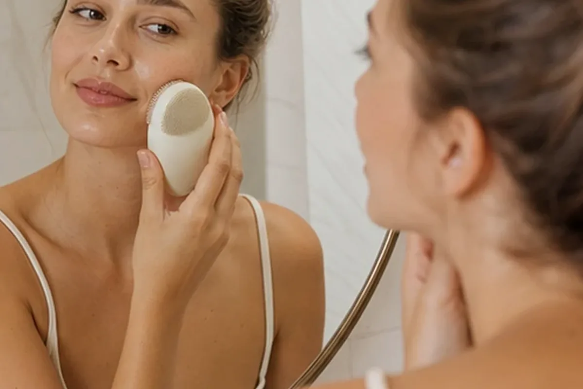 Authentischer Wohlfühlmoment passend zum Beauty-Thema Augenpflege für fettige Haut