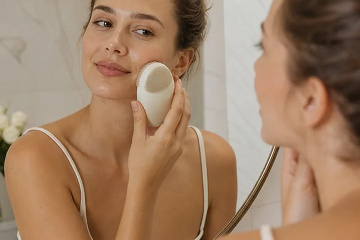 Emotionaler und authentischer Anwendungsmoment rund um Vitamin-C-Serum für trockene Haut