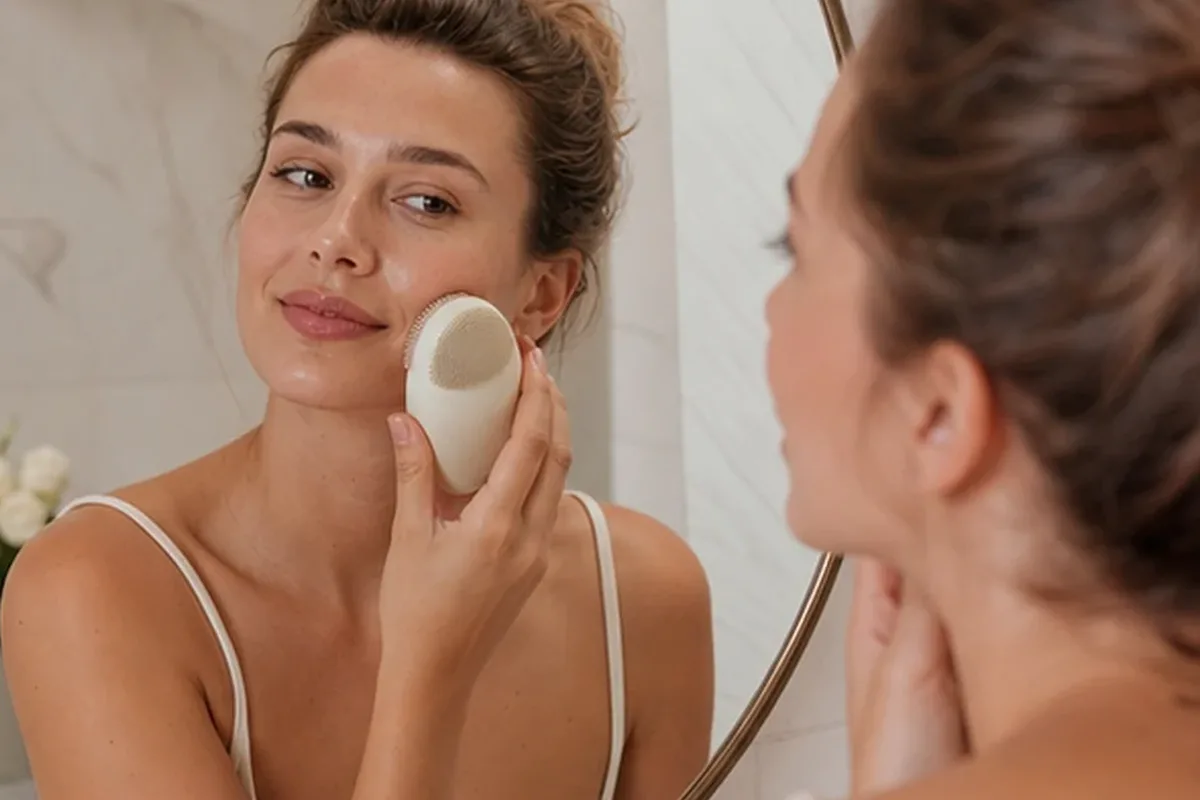 Redaktioneller Beauty-Moment zur Ausgangslage bei Kosmetikspiegel bei wenig Zeit