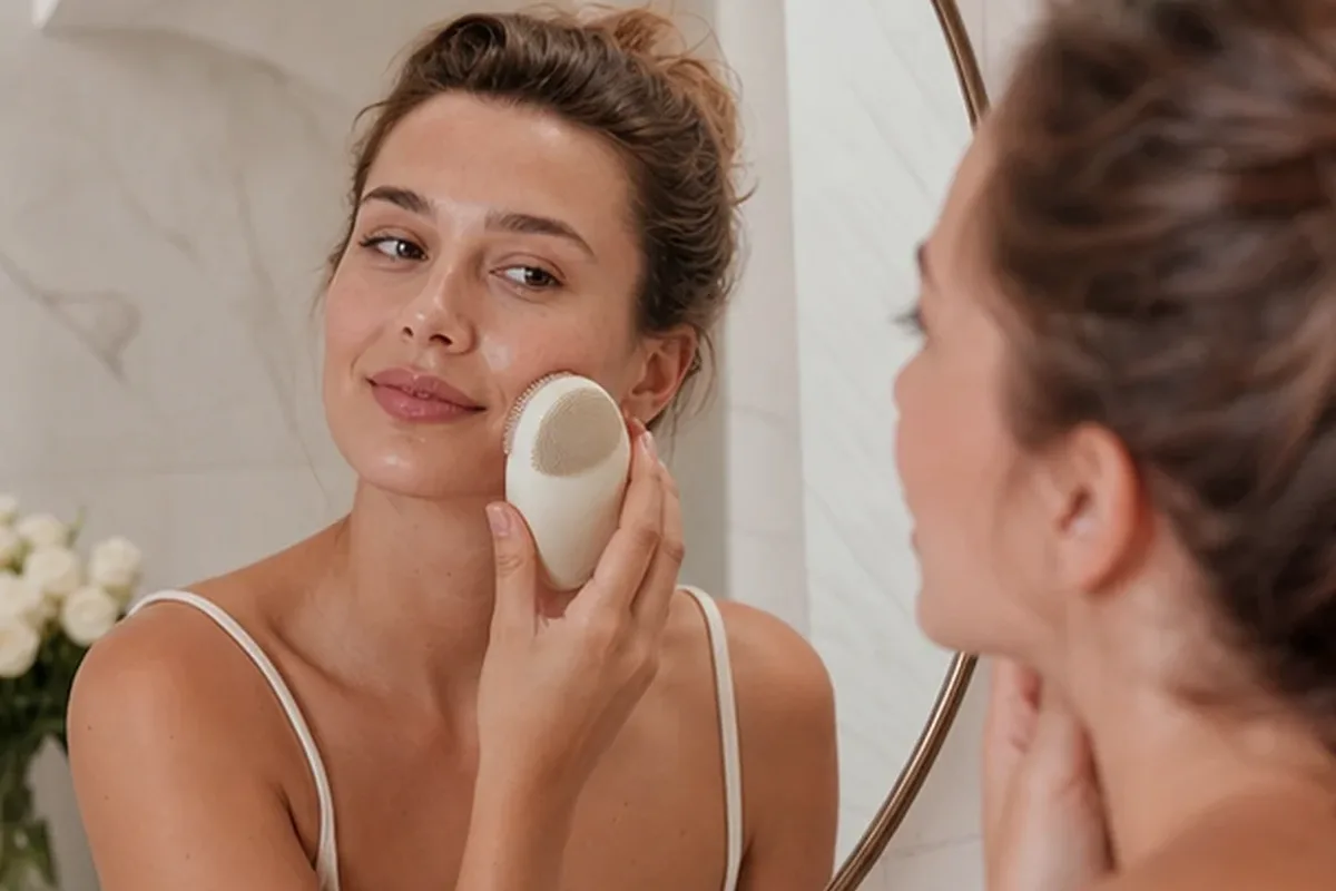 Authentischer Wohlfühlmoment passend zum Beauty-Thema Mikrostrom-Gerät für Anfänger