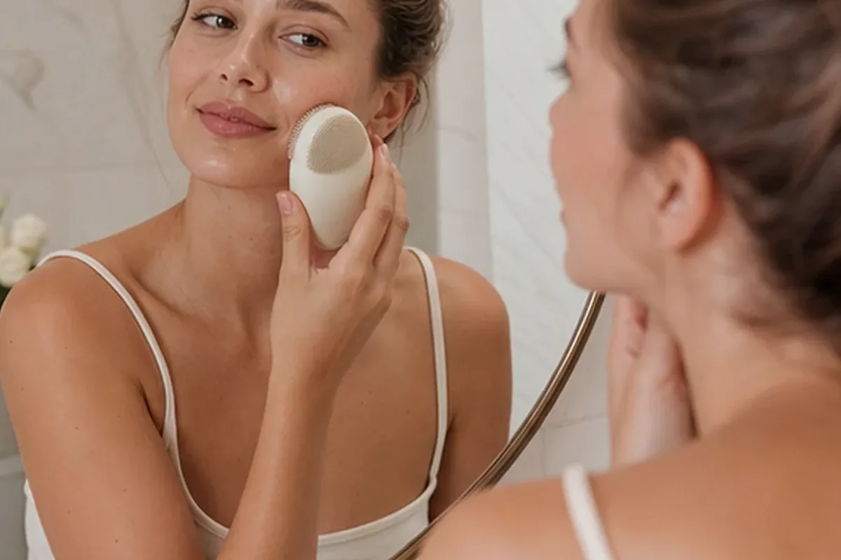 Redaktionelle Detailaufnahme zur Orientierung bei Niacinamid-Serum für trockene Haut