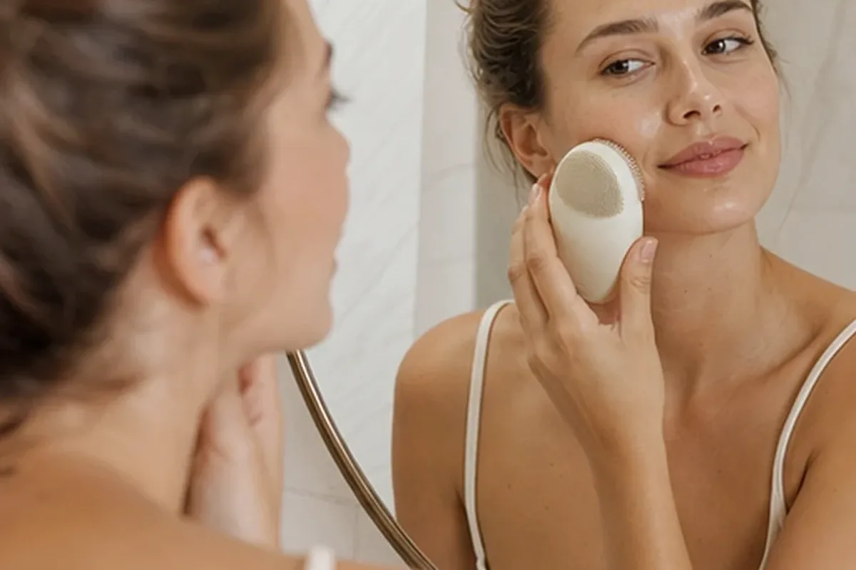 Authentischer Wohlfühlmoment passend zum Beauty-Thema Reinigungsöl für trockene Haut