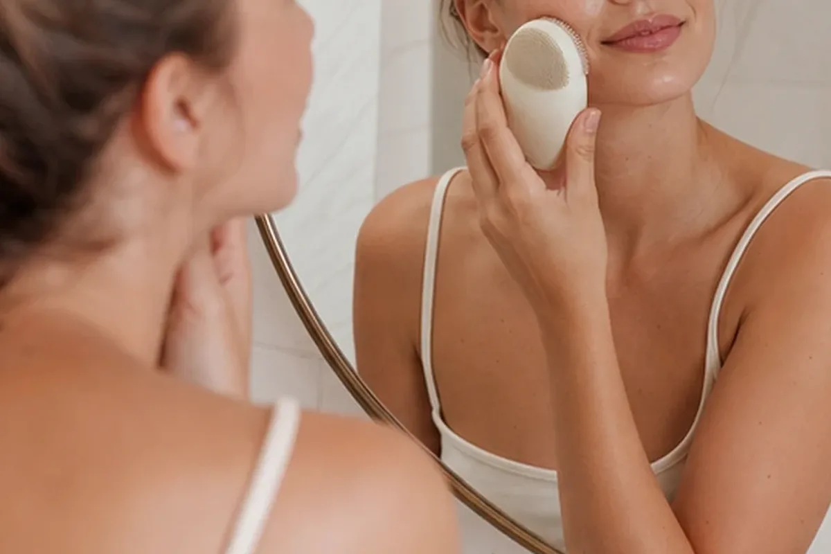Authentischer Wohlfühlmoment passend zum Beauty-Thema Retinol-Serum bei Rötungen
