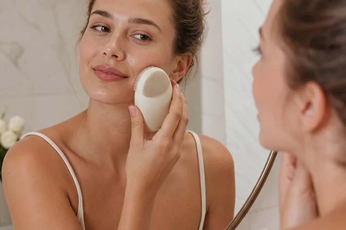 Authentischer Wohlfühlmoment passend zum Beauty-Thema Gesichtscreme bei ersten Fältchen