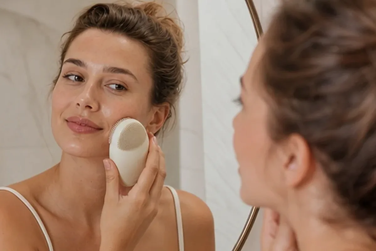 Authentischer Wohlfühlmoment passend zum Beauty-Thema Chemisches Peeling bei ersten Fältchen