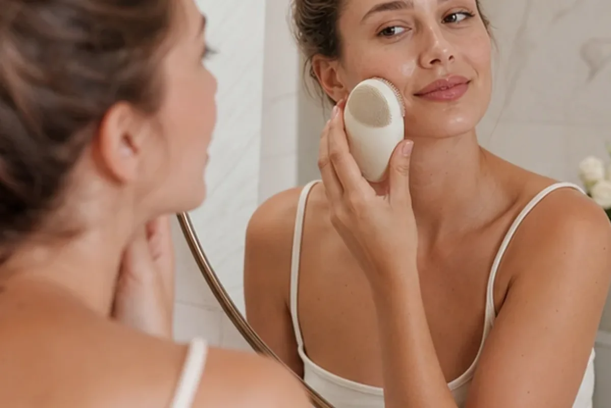 Authentischer Wohlfühlmoment passend zum Beauty-Thema Vitamin-C-Serum bei Pigmentflecken