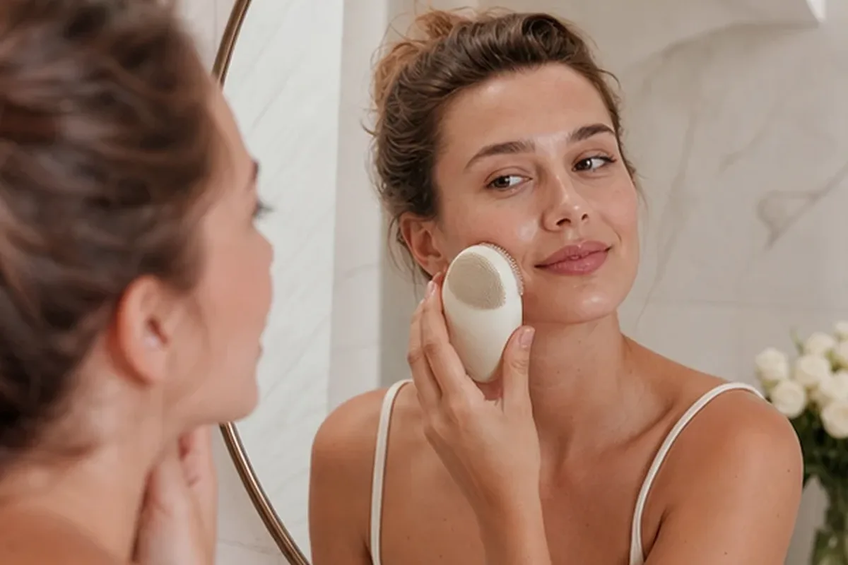 Authentischer Wohlfühlmoment passend zum Beauty-Thema Gesichtswasser für unreine Haut