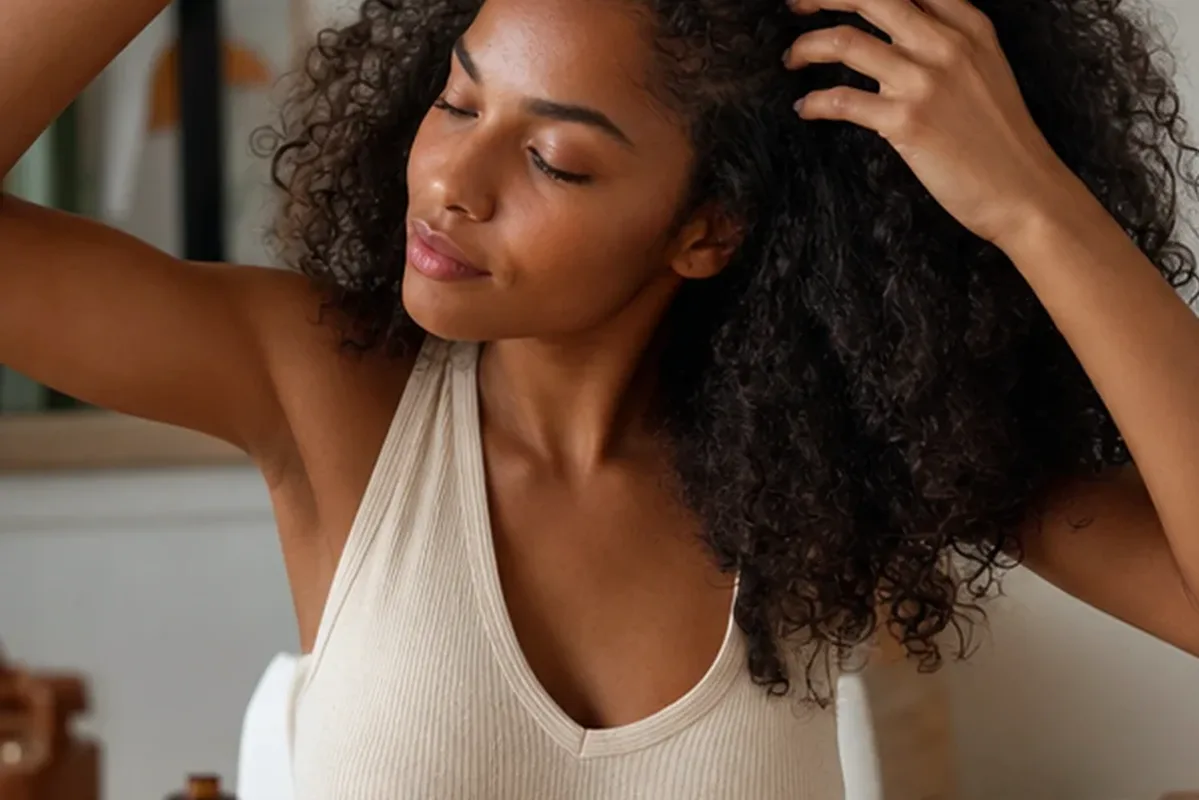 Hochwertige Beauty-Inszenierung zu Auswahlkriterien für Volumenspray bei Haarbruch