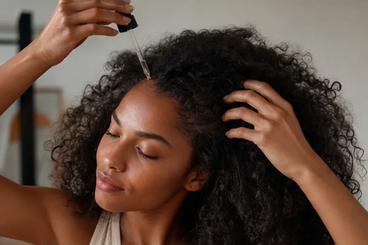 Redaktioneller Beauty-Moment zur Ausgangslage bei Haarmaske bei Frizz