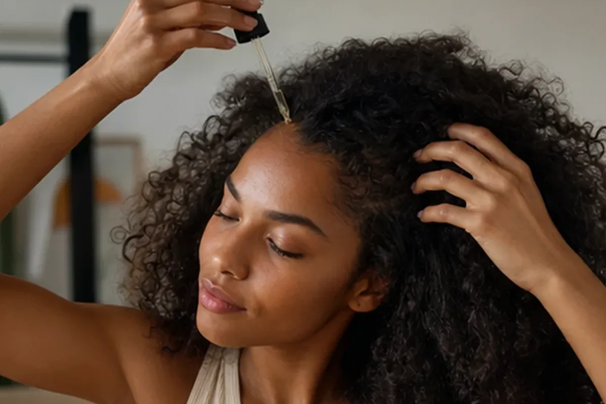 Authentischer Wohlfühlmoment passend zum Beauty-Thema Trockenshampoo bei fettigem Ansatz