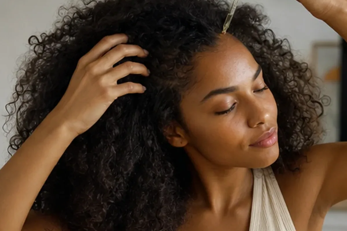 Redaktioneller Beauty-Moment zur Ausgangslage bei Haarmaske bei Frizz