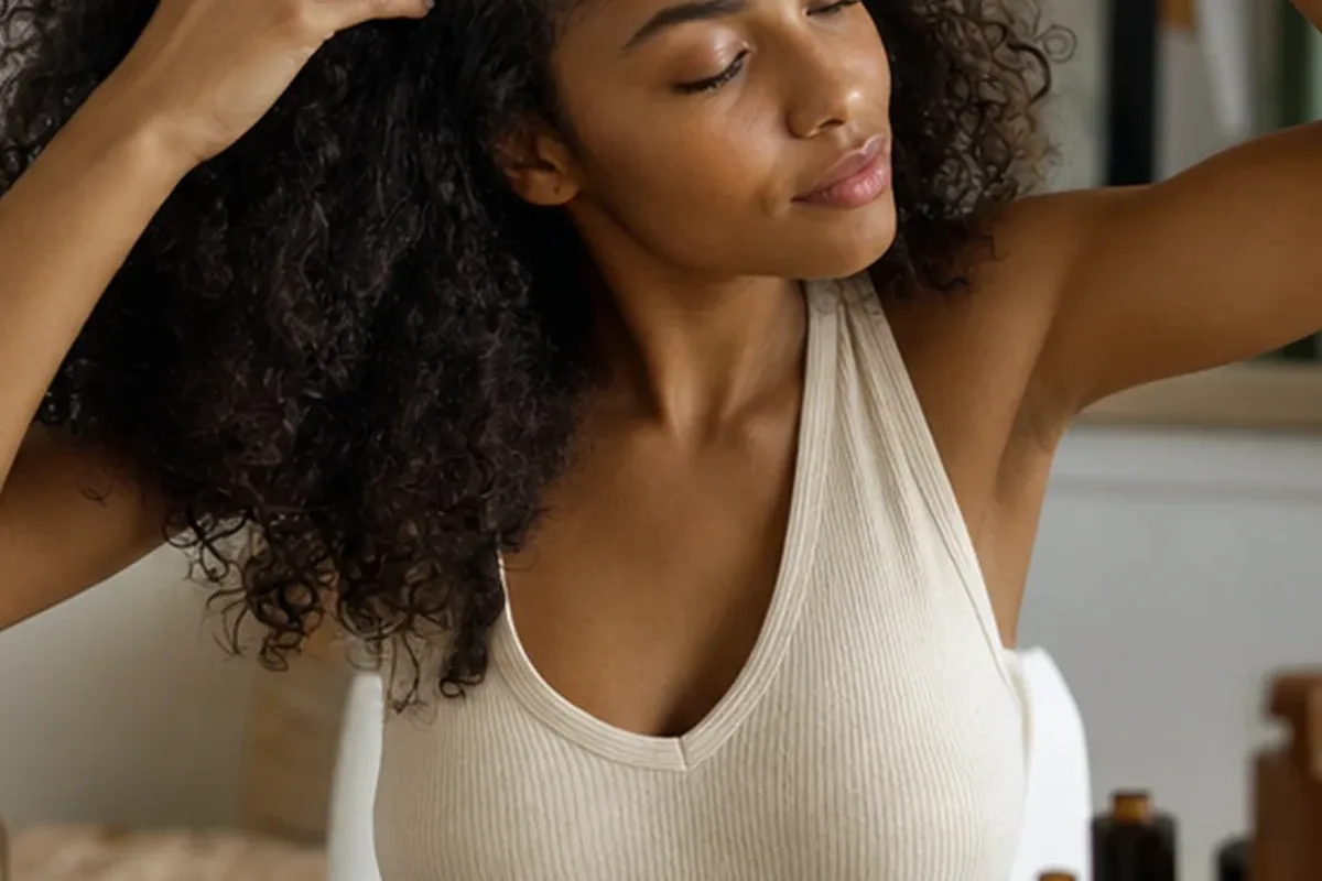 Authentische Beauty-Routine passend zum Thema Haaröl für lockiges Haar