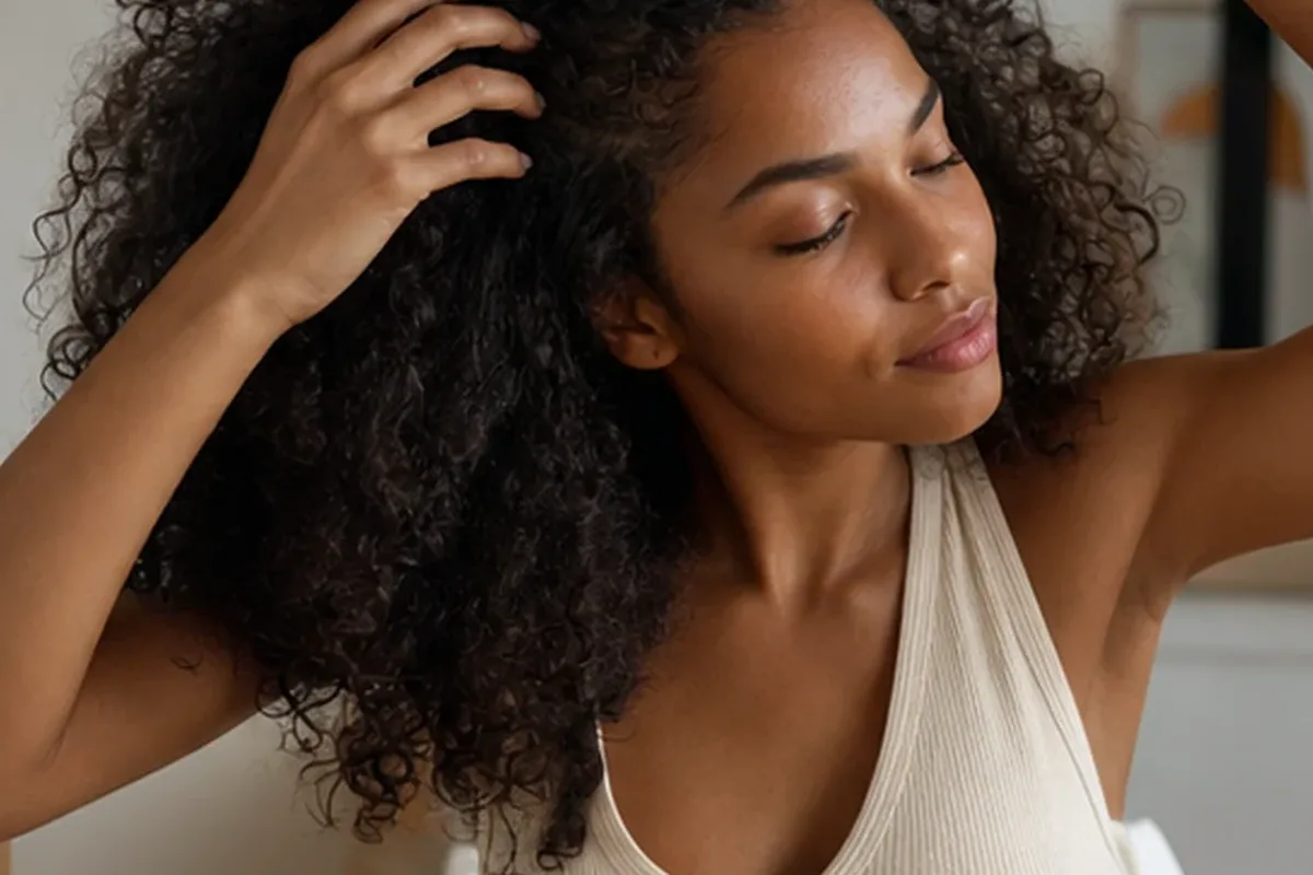 Redaktionelle Detailaufnahme zur Orientierung bei Volumenspray für strapaziertes Haar