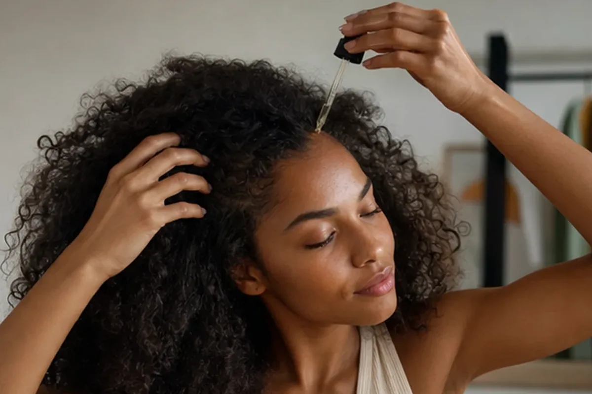 Authentischer Wohlfühlmoment passend zum Beauty-Thema Anti-Frizz-Pflege bei Frizz