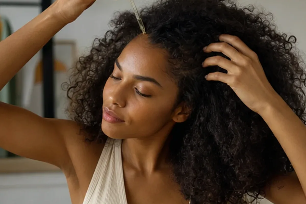 Redaktionelle Detailaufnahme zur Orientierung bei Tiefenreinigungsshampoo für lockiges Haar