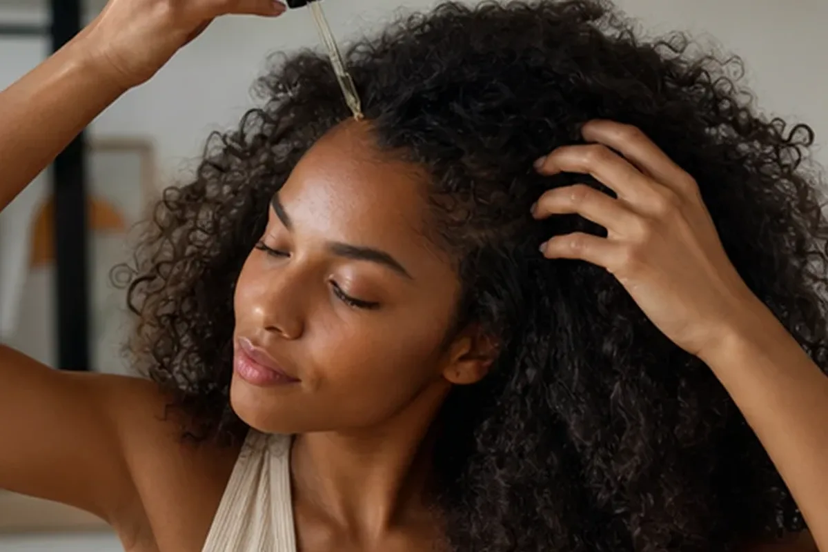 Emotionaler und authentischer Anwendungsmoment rund um Silbershampoo für lockiges Haar