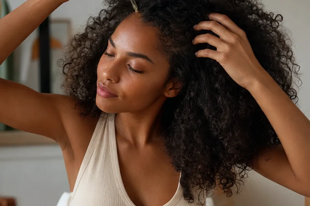 Authentische Beauty-Routine passend zum Thema Anti-Frizz-Pflege für empfindliche Kopfhaut