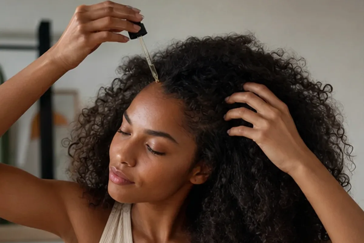 Authentischer Wohlfühlmoment passend zum Beauty-Thema Tiefenreinigungsshampoo bei fettigem Ansatz