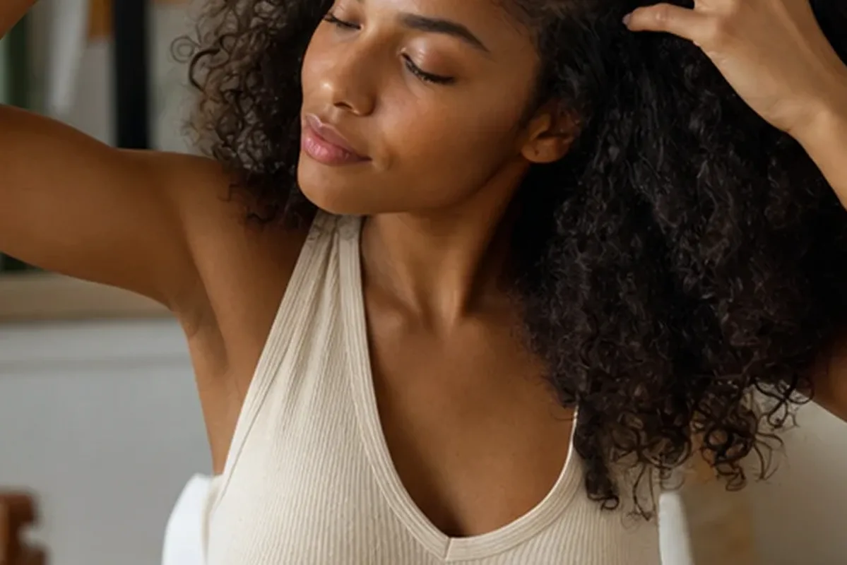 Authentische Beauty-Routine passend zum Thema Haarmaske für empfindliche Kopfhaut