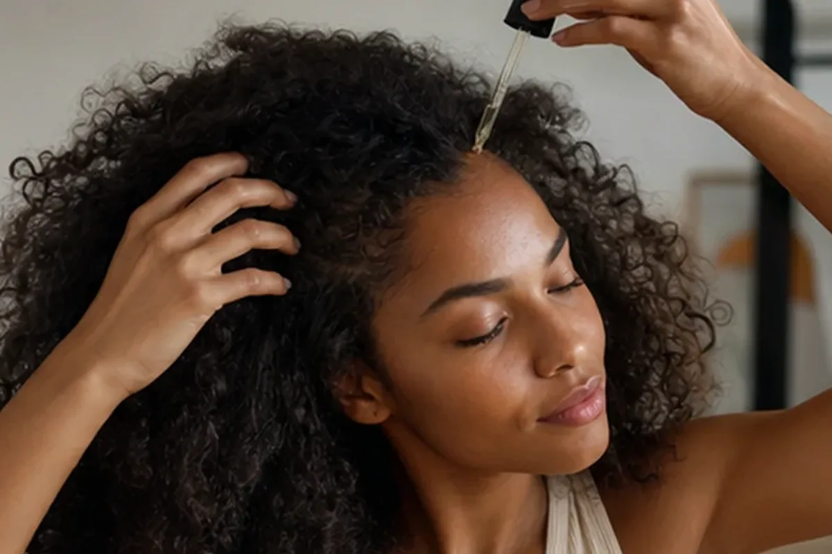 Authentischer Wohlfühlmoment passend zum Beauty-Thema Kopfhautserum bei Frizz