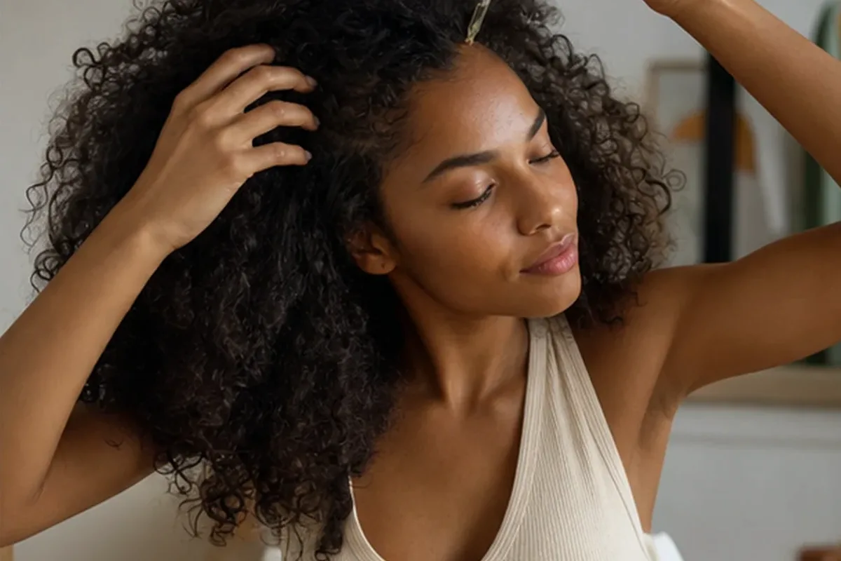 Authentische Beauty-Routine passend zum Thema Trockenshampoo für strapaziertes Haar