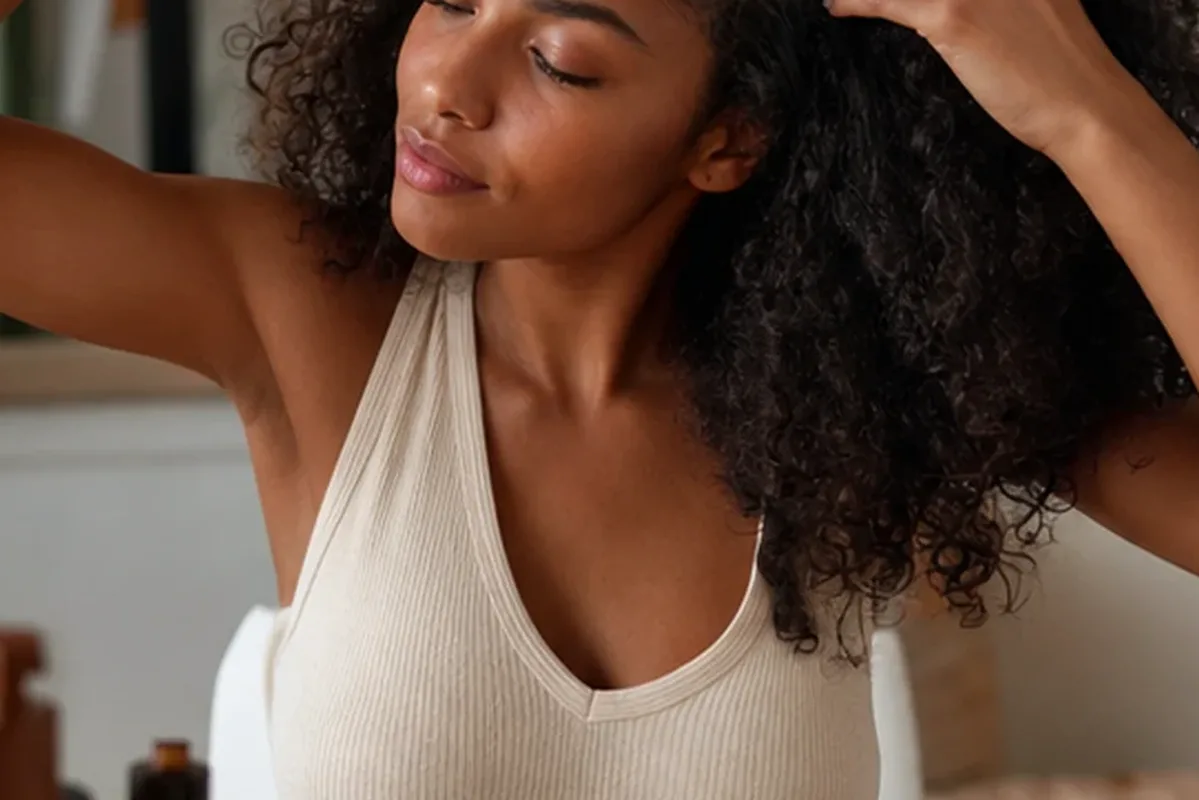 Authentische Beauty-Routine passend zum Thema Lockencreme bei Frizz