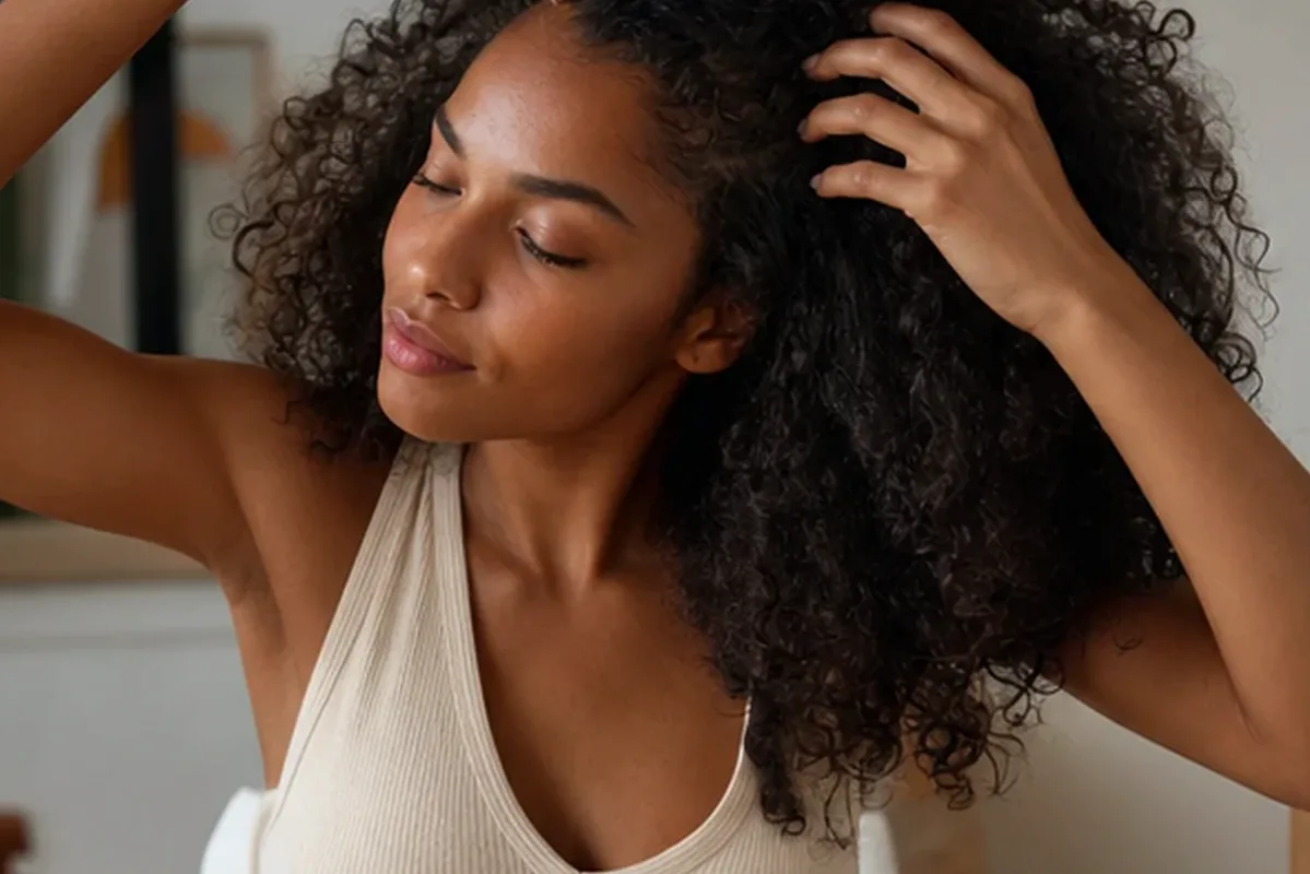 Authentischer Wohlfühlmoment passend zum Beauty-Thema Trockenshampoo für trockenes Haar