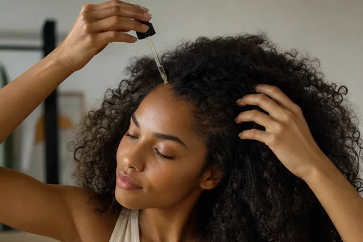 Authentischer Wohlfühlmoment passend zum Beauty-Thema Mildes Shampoo für trockenes Haar